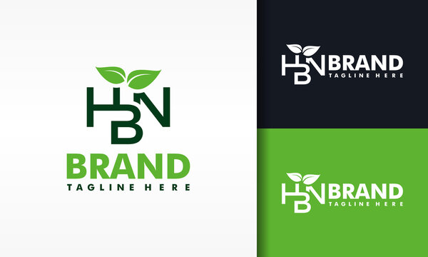 monogram letter HBN leaf logo