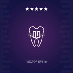 tooth with braces vector icon modern illustration