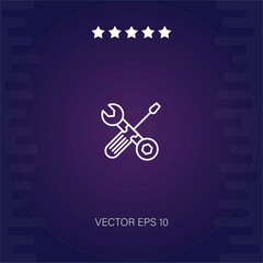 wrench and bolt tool and screwdriver outline vector icon modern illustration