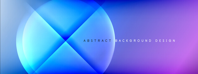 Vector abstract background - circle and cross on fluid gradient with shadows and light effects. Techno or business shiny design templates for text