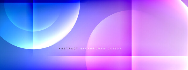Vector abstract background - circle and cross on fluid gradient with shadows and light effects. Techno or business shiny design templates for text