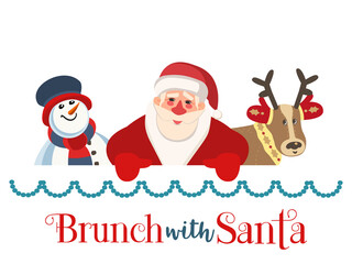 Brunch with Santa Fancy Holiday vector flat icon