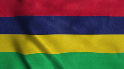 The national flag of Mauritius is flying in the wind. 3d rendering