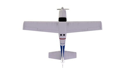 Old propeller plane flight on white background. Top view. 3d rendering © Laricha