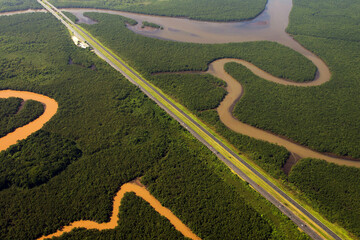 Vista aérea da rodovia