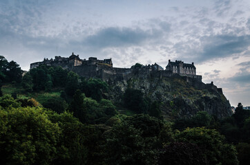 Fototapeta na wymiar Edinburgh Castle on the top of the hill, Scotland