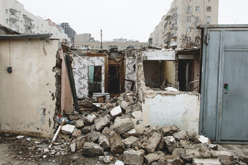 destroyed building of the house