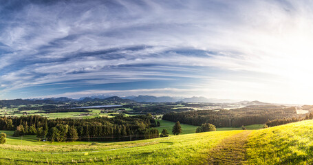 Mountain panorama with lake in Austria. Landscape with mountain view in the sunlight. Bergpanorama...