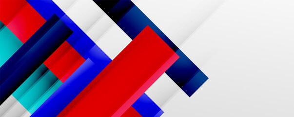 Geometric abstract backgrounds with shadow lines, modern forms, rectangles, squares and fluid gradients. Bright colorful stripes cool backdrops