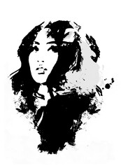 Fashion girl black and white. Fashion illustration.