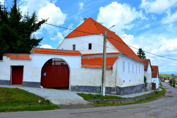 Typical rural landscape and peasant houses in Drauseni, Transylvania,Romania. The settlement was...