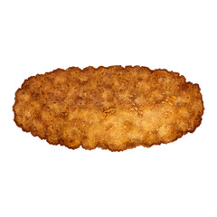 Fried Chicken Cutlet in batter hand drawn watercolor illustration. American junk food for menu design isolated on white background
