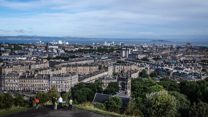 Fototapeta na wymiar Edinburgh city view from Calton Hill, Scotland
