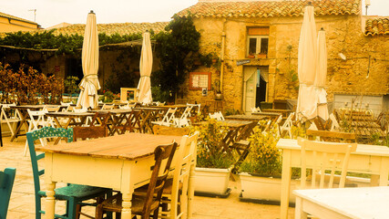 restaurant in the village in sicily