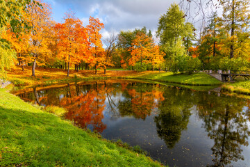 Catherine park in autumn, Tsarskoe Selo (Pushkin), Saint Petersburg, Russia