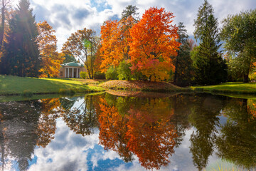 Concert Hall Pavilion in autumn in Catherine park, Pushkin, Saint Petersburg, Russia