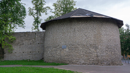 Pskov, Russia. Petrovskaya tower on a summer day