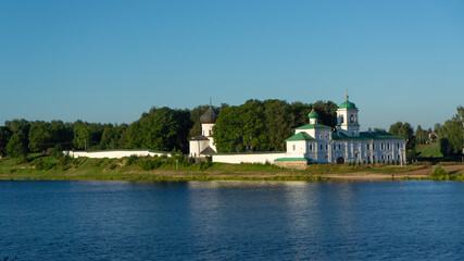 Mirozhsky monastery. View of the Mirozh monastery from the opposite bank. Pskov, Russia