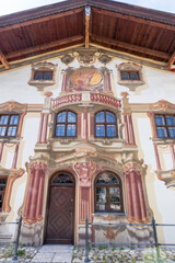 Fototapeta na wymiar Oberammergau village highlights, Germany and painted house facades