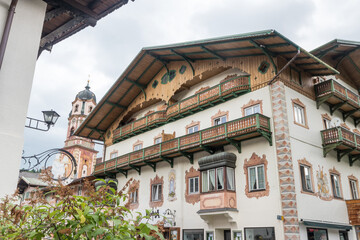 The beautiful city of Mittenwald from Germany and painted facades