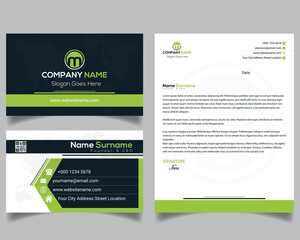 Creative business card and letterhead design in one pack vector template 