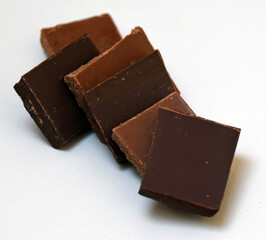 Chocolate cubes. stacked finest swiss milk and dark
