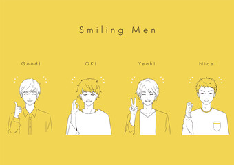 笑顔の男性4人のイラスト © tokumiyanuts