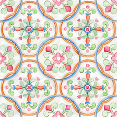 Seamless pattern for creating different decorative items. Design for majolica.