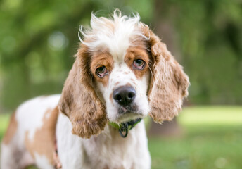 A Cocker Spaniel mixed breed dog with ectropion