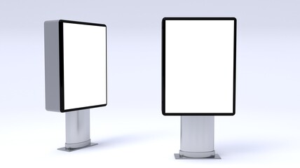 blank billboard empty advertisement isolated background. Empty banner mockup template  light box - 3D rendering
