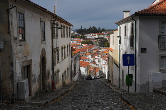 Street in Braganza, historical city of Portugal. Europe