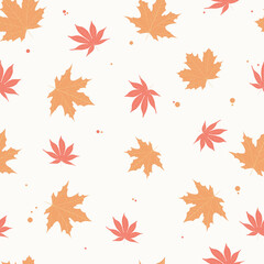 Vector illustration seapless pattern autumn mood yellow orange red maple leaves. Background decoration in fall style.