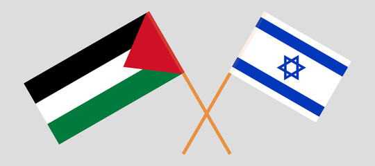 Crossed flags of Palestine and Israel