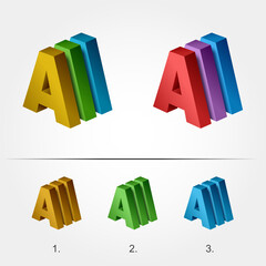 3D letter A emblem logo template, Vector illustration