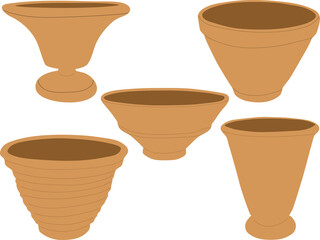 土器風の植木鉢のセット素材