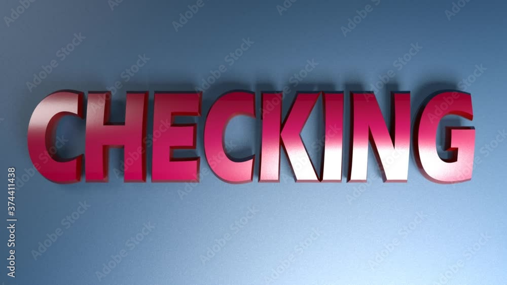 Poster the write checking in red metallic letters on blue shiny background - 3d rendering video clip