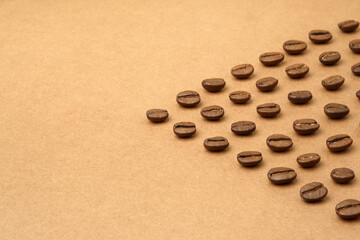Coffee beans in the shape of a pointer or arrow