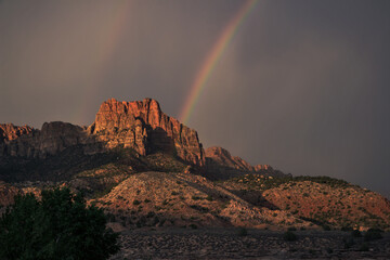 A rainbow in Zion National Park, Utah.