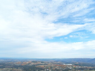 Bragança, historical  city with castle in Portugal. Aerial Drone Photo