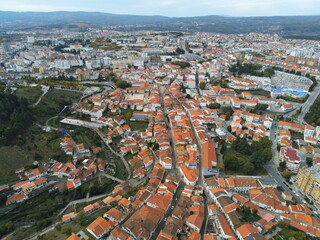 Fototapeta na wymiar Bragança, historical city with castle in Portugal. Aerial Drone Photo