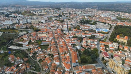Bragança, historical  city with castle in Portugal. Aerial Drone Photo