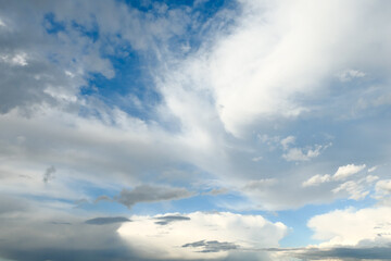 Amazing dramatic sky. Cloudy weather turning rainy. Cumulonimbus in atmosphere. 