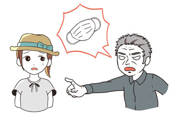 マスク警察　高齢男性　ギャグ調