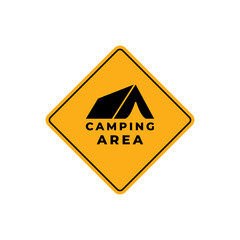 CAMPING ZONE sign. Camping place sign isolated on white . Vertical banner. Vector.