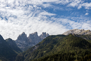 Fototapeta na wymiar Focobon group of mountains above Falcade, Veneto in Italy