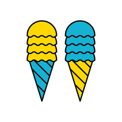 Ice cream cone icon isolated. Modern sweet vanilla desert sign. Trendy vector chocolate cram symbol for web site design, button to mobile app. Logo ice cream illustration.