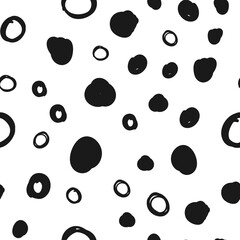 Hand drawn circles seamless pattern. Random dots loop texture background.