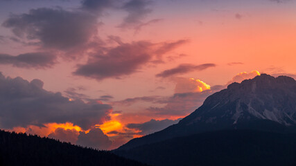 Sunset in the Dolomites at Candide, Veneto, Italy