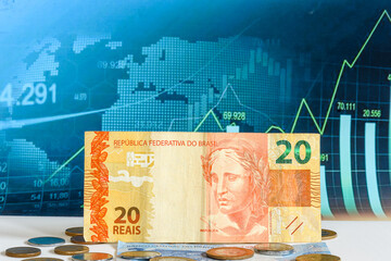 Brazilian money over a chart