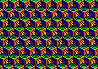 Multicolor geometric cube pattern illusion design. Ideal for stamps and clothes stamps